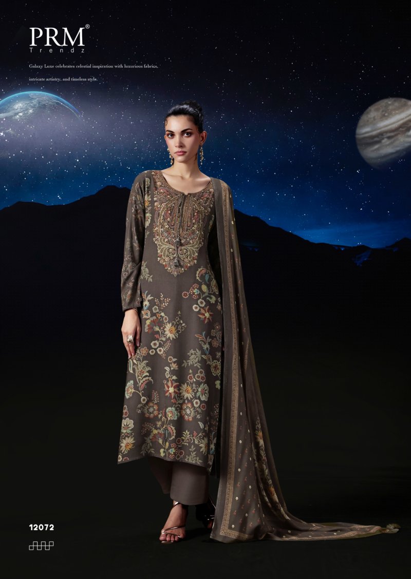 Moon By Prm Viscose Pashmina Printed Fancy Work Dress Material